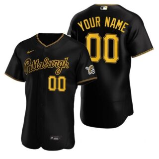Men's Custom Pittsburgh Pirates Flex Base Jersey Black
