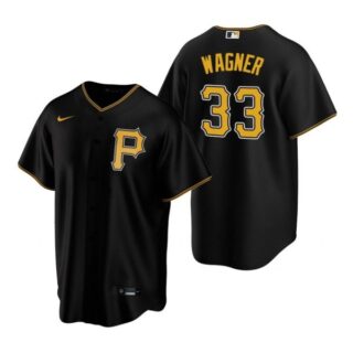 Men's #33 Honus Wagner Pittsburgh Pirates Cool Base Jersey Black