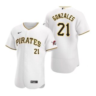 Men's #21 Nick Gonzales Pittsburgh Pirates White Jersey White