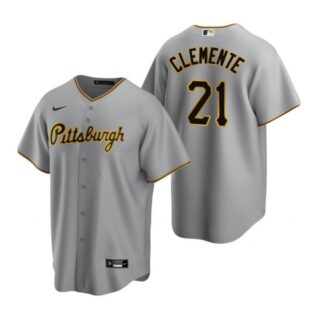 Men's #21 Roberto Clemente Pittsburgh Pirates Cool Base Jersey Gray