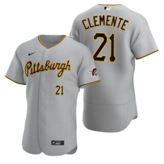 Men's #21 Roberto Clemente Pittsburgh Pirates Flex Base Jersey Gray