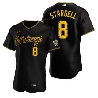 Men's #8 Willie Stargell Pittsburgh Pirates Flex Base Jersey Black