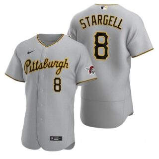 Men's #8 Willie Stargell Pittsburgh Pirates Flex Base Jersey Gray