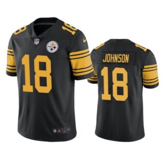 Men's #18 Diontae Johnson Pittsburgh Steelers Black Color Rush Limited Jersey Stitched