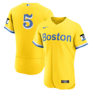 Men's Boston Red Sox #5 Enrique Hernandez Jersey Flex Base Yellow