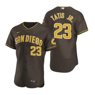 Men's #23 Fernando Tatis Jr. San Diego Padres Flex Base Jersey Brown