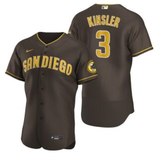 Men's #3 Ian Kinsler San Diego Padres Brown Jersey Brown