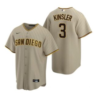 Men's #3 Ian Kinsler San Diego Padres Cool Base Jersey Sand Brown