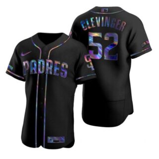 Men's #52 Mike Clevinger San Diego Padres Flex Base Jersey Black Holographic