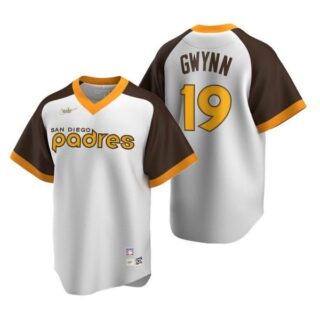 Men's #19 Tony Gwynn San Diego Padres Cool Base Jersey White Cooperstown