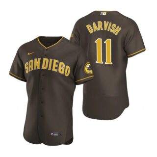 Men's #11 Yu Darvish San Diego Padres Flex Base Jersey Brown