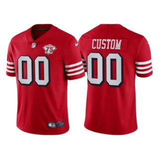 Men's San Francisco 49ers Custom 75th Anniversary Throwback Limited Jersey Stitched Scarlet