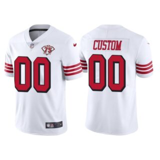 Men's San Francisco 49ers Custom 75th Anniversary Throwback Limited Jersey Stitched White