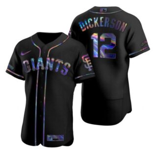 Men's #12 Alex Dickerson San Francisco Giants Flex Base Jersey Black Holographic