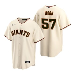 Men's #57 Alex Wood San Francisco Giants Cool Base Jersey Cream