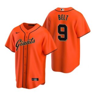 Men's #9 Brandon Belt San Francisco Giants Cool Base Jersey Orange