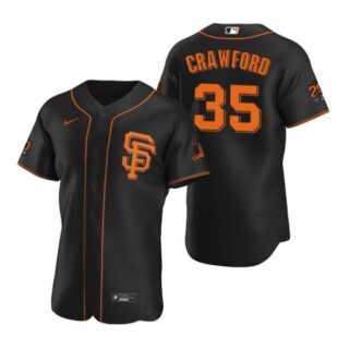 Men's #35 Brandon Crawford San Francisco Giants Flex Base Jersey Black