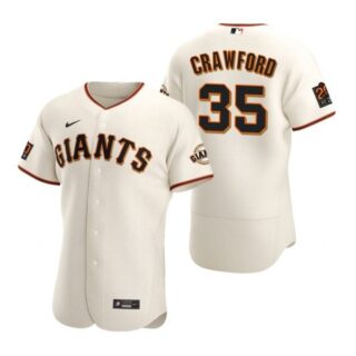 Men's #35 Brandon Crawford San Francisco Giants Flex Base Jersey Cream