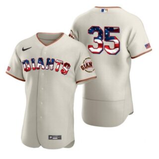 Men's #35 Brandon Crawford San Francisco Giants Flex Base Jersey Cream Stars