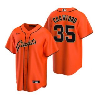 Men's #35 Brandon Crawford San Francisco Giants Cool Base Jersey Orange