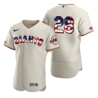 Men's #28 Buster Posey San Francisco Giants Flex Base Jersey Cream Stars
