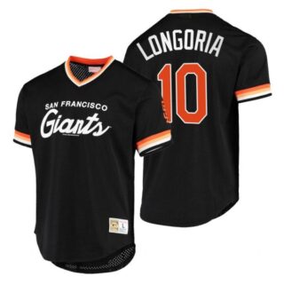 Men's #10 Evan Longoria San Francisco Giants Throwback Jersey Black Throwback