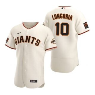 Men's #10 Evan Longoria San Francisco Giants Flex Base Jersey Cream