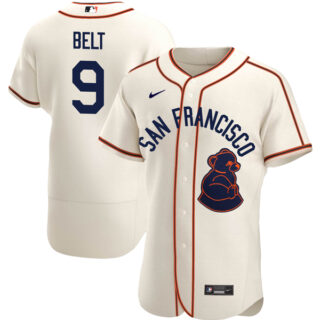Men's Flex Base Brandon Belt San Francisco Giants Sea Lions Throwback 1946 Home Cream Stitched Jersey