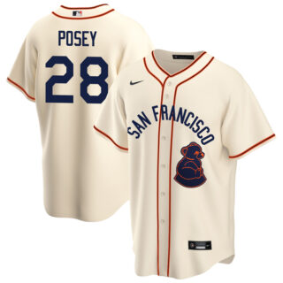 Men's Cool Base Buster Posey San Francisco Giants Sea Lions Throwback 1946 Home Cream Stitched Jersey