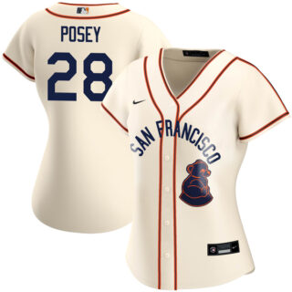 Women's Buster Posey San Francisco Giants Sea Lions Throwback 1946 Home Cream Stitched Jersey