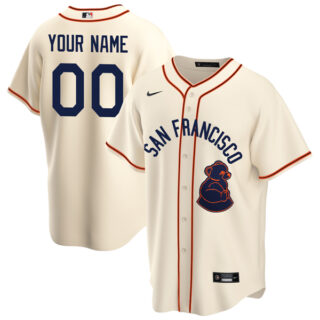 Men's Cool Base Custom San Francisco Giants Sea Lions Throwback 1946 Home Cream Stitched Jersey