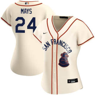 Women's Willie Mays San Francisco Giants Sea Lions Throwback 1946 Home Cream Stitched Jersey