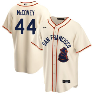 Men's Cool Base Willie McCovey San Francisco Giants Sea Lions Throwback 1946 Home Cream Stitched Jersey