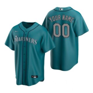 Men's Custom Seattle Mariners Cool Base Jersey Cream Aqua