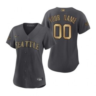 Women's Custom Seattle Mariners 2022 MLB All-Star Game Charcoal Black Stitched Jersey