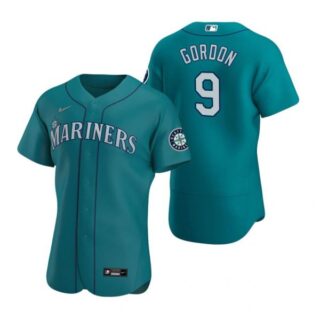 Men's Dee Gordon Seattle Mariners Flex Base Jersey Black Holographic Aqua