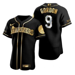 Men's Dee Gordon Seattle Mariners Flex Base Jersey Black Holographic Black Golden