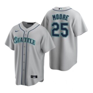 Men's Dylan Moore Seattle Mariners Cool Base Jersey Aqua Gray