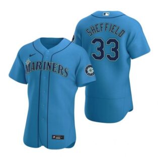 Men's Justus Sheffield Seattle Mariners Flex Base Jersey Aqua Royal