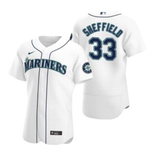 Men's Justus Sheffield Seattle Mariners Flex Base Jersey Aqua White