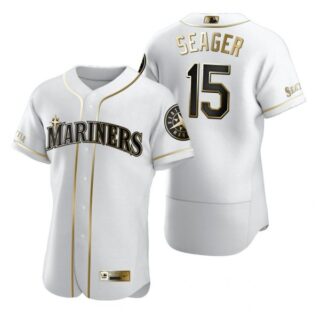 Men's Kyle Seager Seattle Mariners Flex Base Jersey Black Holographic White Golden