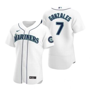 Men's Marco Gonzales Seattle Mariners Flex Base Jersey White Golden Edition White