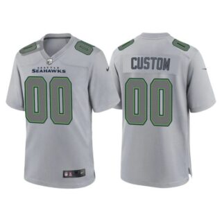 Men's Seattle Seahawks Custom Gray Atmosphere Fashion Stitched Jersey
