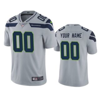 Men's Custom Seattle Seahawks Limited Jersey Stitched Gray