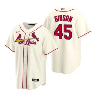 Men's Bob Gibson St. Louis Cardinals Cool Base Jersey White Cream
