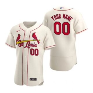 Men's Custom St. Louis Cardinals Flex Base Jersey White WS Cream
