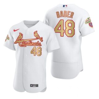 Men's Harrison Bader St. Louis Cardinals Flex Base Jersey White Golden White WS