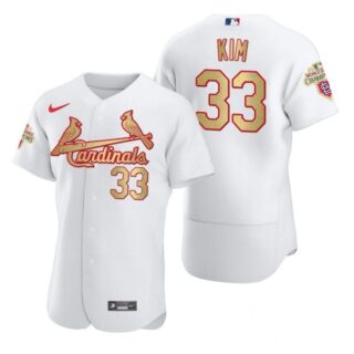 Men's Kwang Hyun Kim St. Louis Cardinals Flex Base Jersey White WS White WS