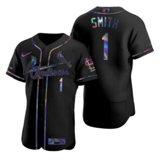 Men's Ozzie Smith St. Louis Cardinals Flex Base Jersey Light Blue Black Holographic