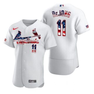 Men's Paul Dejong St. Louis Cardinals Flex Base Jersey White WS White Stars